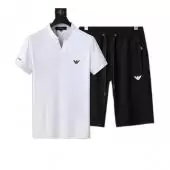 2021 armani Trainingsanzug manche courte homme stand collar t-shirt shorts blanc